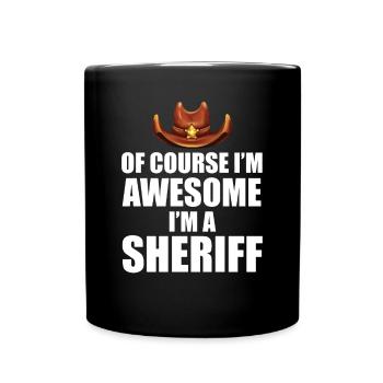 Shérif avec chapeau l’étoile du shérif et le revolver - Mug uni - noir - Devant