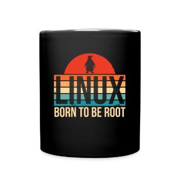 Linux né pour être Root Penguin Nerd Coding Geek - Mug uni - noir - Devant