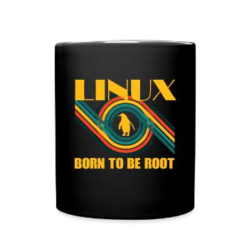 Né pour être Root Linux Retro Penguin Nerd Geek - Mug uni - noir - Devant