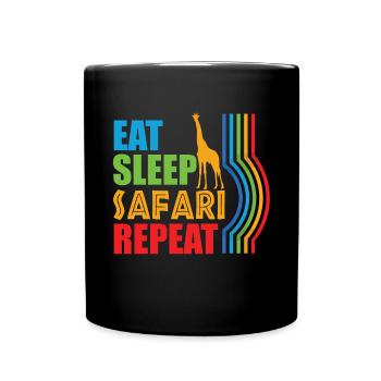 Manger Sleep Safari Répéter Afrique Girafe - Mug uni - noir - Devant