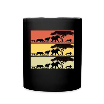 Safari Africa Retro Lion Girafe Éléphants - Mug uni - noir - Devant
