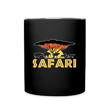 Safari in Africa Elephant Rhino Lion - Full Colour Mug - black - Front