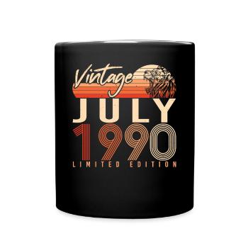 1990 Juli Geschenkidee - Tasse einfarbig - Schwarz - Vorne