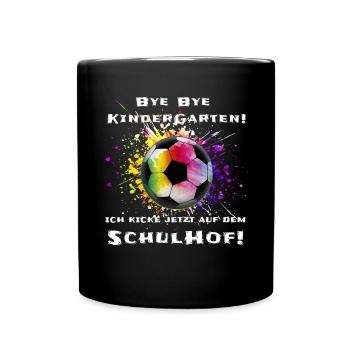 Fußball Schulanfang Geschenk - Tasse einfarbig - Schwarz - Vorne
