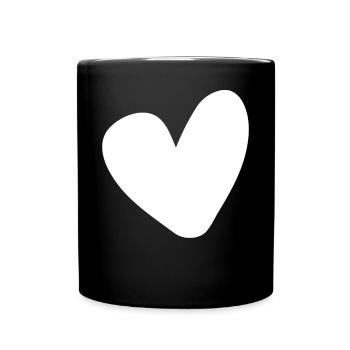 Weisses Herz Einfaches Design - Tasse einfarbig - Schwarz - Vorne