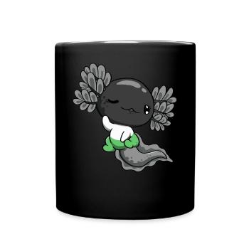 Demiromantic Pride Flag Kawaii Axolotl Pile - Full Colour Mug - black - Front