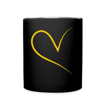 Halbes Herz Gelb Simpel - Tasse einfarbig - Schwarz - Vorne
