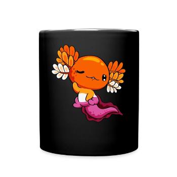 Lesbischer Stolz Lesbische Flagge Kawaii Axolotl H - Tasse einfarbig - Schwarz - Vorne