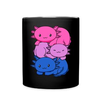 Bisexueller Stolz Bisexuelle Flagge Kawaii Axolotl - Tasse einfarbig - Schwarz - Vorne