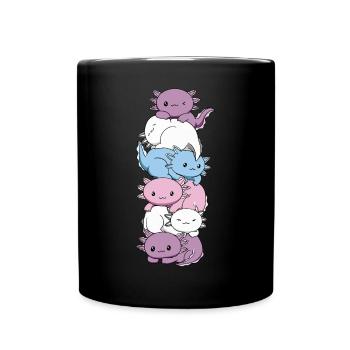 Intersexuelle Flagge Axolotl Haufen Kawaii - Tasse einfarbig - Schwarz - Vorne