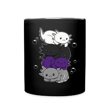 Zweigeschlechtliche Flagge Axolotl Haufen Kawaii - Tasse einfarbig - Schwarz - Vorne