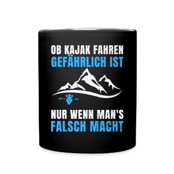 Kajak Geschenkidee Kanu Paddeln Kajakfahren - Tasse einfarbig - Schwarz - Vorne
