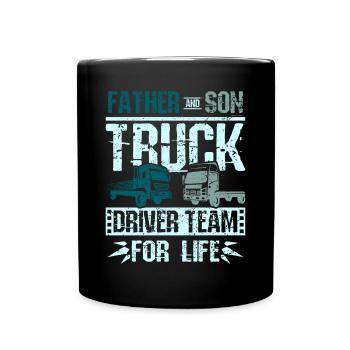Équipe de chauffeurs de camion père et fils - Mug uni - noir - Devant