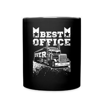 Driving trucks best office ever - Tasse einfarbig - Schwarz - Vorne