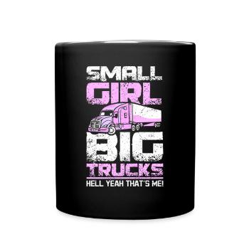 Small girl big trucks - Tasse einfarbig - Schwarz - Vorne