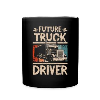 Future truck driver - Tasse einfarbig - Schwarz - Vorne