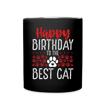 Chat Anniversaire Chaton Joyeux anniversaire au meilleur chat - Mug uni - noir - Devant