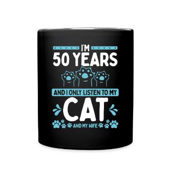 50 Year Old Birthday Cat Dad Cat 50 Birthday - Full Colour Mug - black - Front