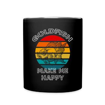Goldfish Make Me Happy Retro Sunset - Full Colour Mug - black - Front