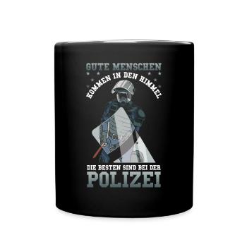 Polizei Die besten sind bei der Polizei - Tasse einfarbig - Schwarz - Vorne