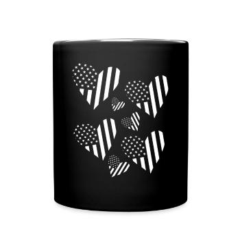 Drapeau américain Cœurs 4 juillet Drapeaux américains - Mug uni - noir - Devant