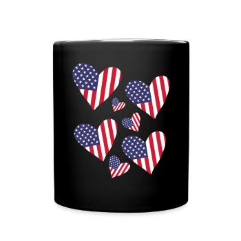 US-Flagge 4. Juli Amerikanische Flaggen Herzen 4. - Tasse einfarbig - Schwarz - Vorne