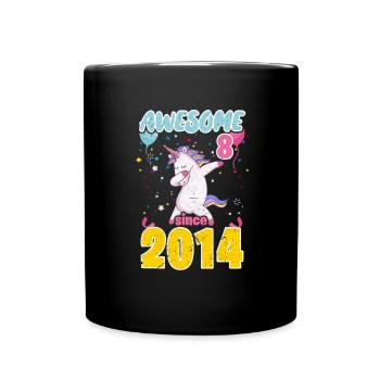 8th Birthday Unicorn - Full Colour Mug - black - Front
