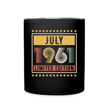 Vintage July 1961 Limited Edition Birthday - Full Colour Mug - black - Front