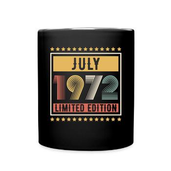 Vintage July 1972 Limited Edition Birthday - Full Colour Mug - black - Front