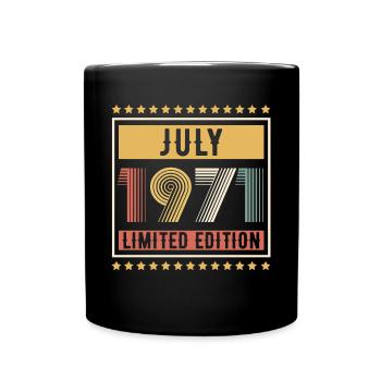 Vintage July 1971 Limited Edition Birthday - Full Colour Mug - black - Front