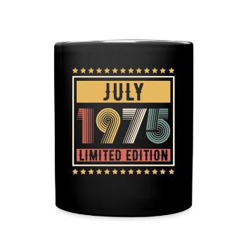 Vintage July 1975 Limited Edition Birthday - Full Colour Mug - black - Front
