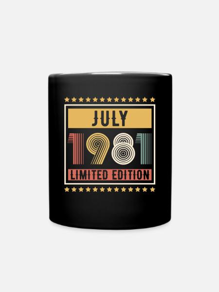 Vintage July 1981 Limited Edition Birthday - Full Colour Mug - black