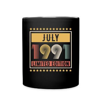Vintage July 1991 Limited Edition Birthday - Full Colour Mug - black - Front