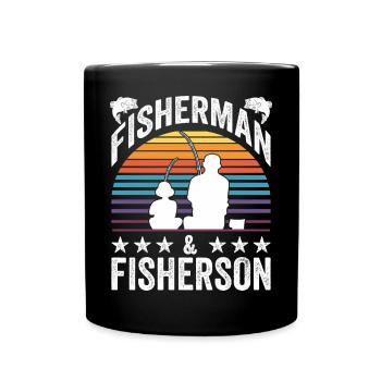 Angeln Papa Sohn - Tasse einfarbig - Schwarz - Vorne