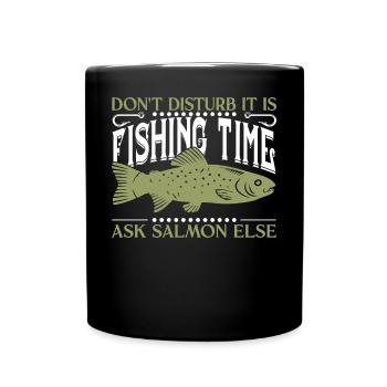 Lachs Pun Angeln - Tasse einfarbig - Schwarz - Vorne