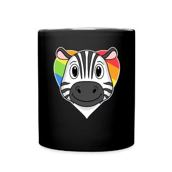LGBT Tier Zebra Regenbogen Herz - Tasse einfarbig - Schwarz - Vorne