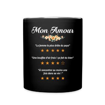 Mon amour citation fleurs critique fan film couple - Mug uni - noir - Devant