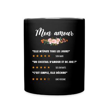 Mon amour citation fleurs critique fan film couple - Mug uni - noir - Devant