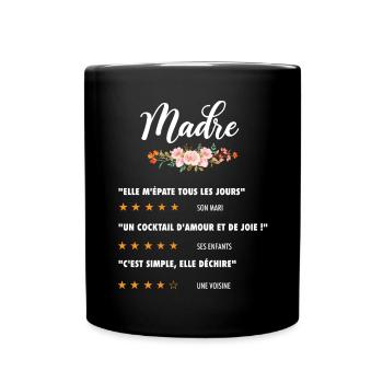 maman citation fleurs critique film drôle madre - Mug uni - noir - Devant
