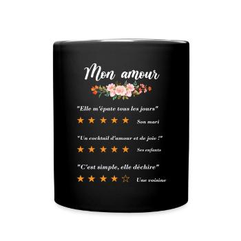 Mon amour citation fleurs critique fan film couple - Mug uni - noir - Devant