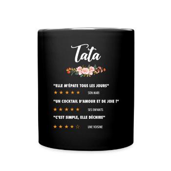 tata citation fleurs critique film drôle tante - Mug uni - noir - Devant