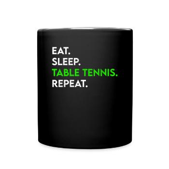 manger dormir tennis de table répéter - Mug uni - noir - Devant