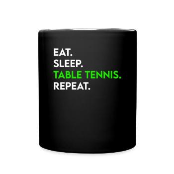 manger dormir tennis de table répéter - Mug uni - noir - Devant