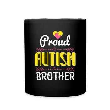 fier frère autiste - Mug uni - noir - Devant