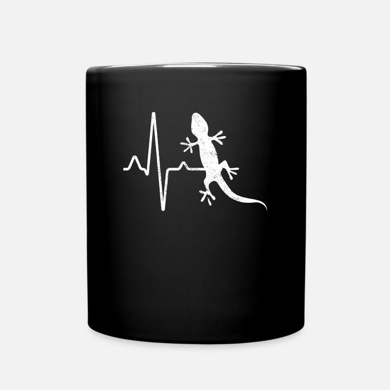 Eidechse Herzschlag - Tasse einfarbig - Schwarz