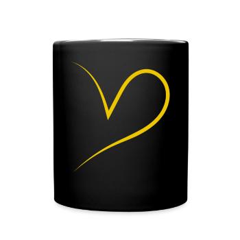 Simpeles Halbes Gelbes Herz - Tasse einfarbig - Schwarz - Vorne