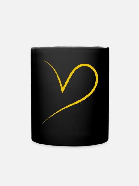 Simpeles Halbes Gelbes Herz - Tasse einfarbig - Schwarz