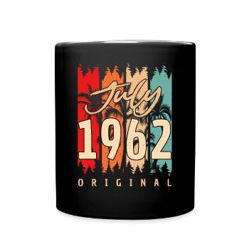 1962 Juli Zum 60ten Geburtstag - Tasse einfarbig - Schwarz - Vorne