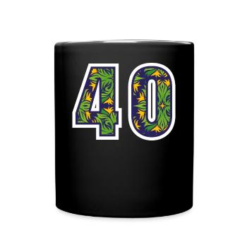 40 Zahl Grün - Tasse einfarbig - Schwarz - Vorne