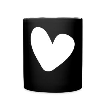 Weisses Herz Einfaches Design - Tasse einfarbig - Schwarz - Vorne